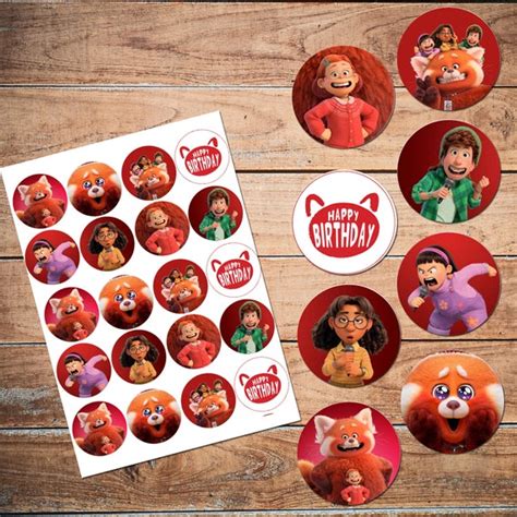 Turning Red Themed Cupcake Toppers Etsy UK