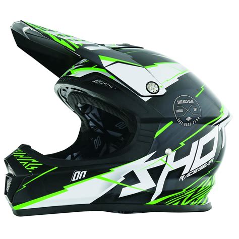 Casco De Motocross Shot Outlet Furious Infinity Verde Cascos Off