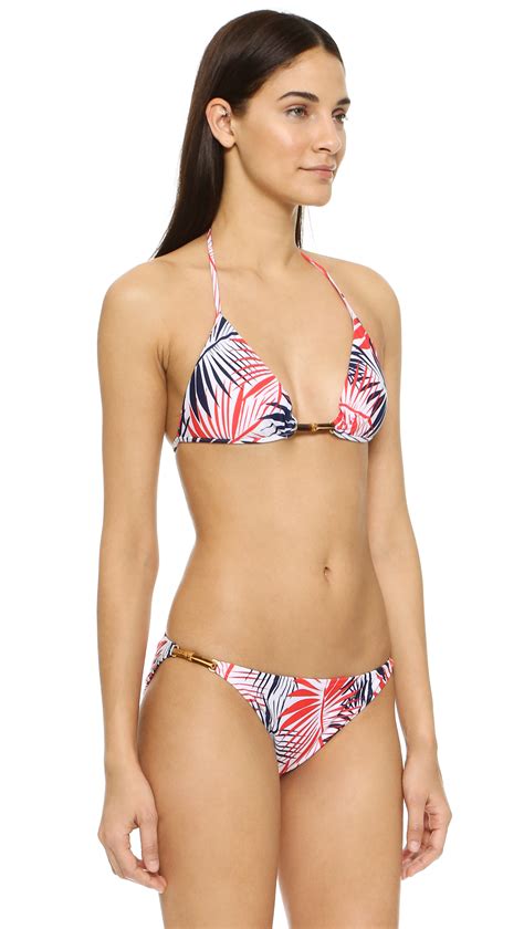 Lyst Milly Palm Print Positano Bikini Top In White Hot Sex Picture