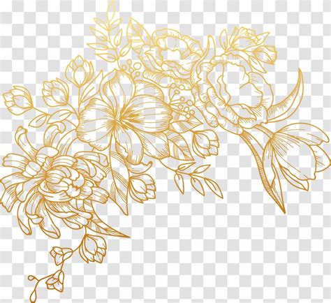 Euclidean Vector Flower Petal Painted Golden Flowers Transparent PNG