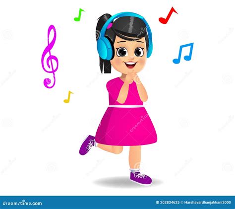 Linda Niña Escuchando Música Stock de ilustración Ilustración de goce