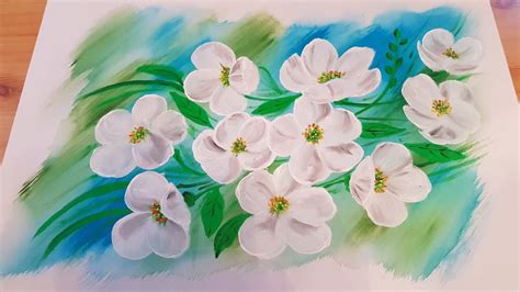 Blumen Wei Malen Acryl Leicht F R Anf Nger White Flowers Acrylic