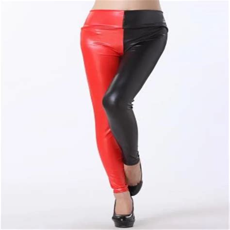 Frauen Slim Fit Dünne Mode Sexy Leggings Club Stretchy Wet Look Rot