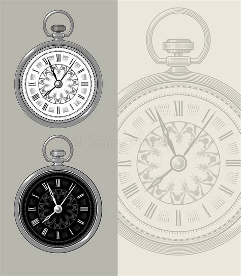 Vintage Pocket Watch Clock Vector Illustration Stock Illustration