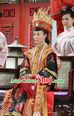 Chinese Traditional Qing Dynasty Empress Costume Ancient Manchu Palace