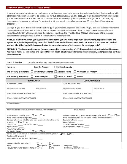 18 Uniform Borrower Assistance Form Fillable Page 2 Free To Edit