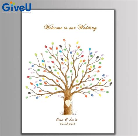 Giveu Diy Creative De Mariage Arbre D Empreinte Digitale Toile