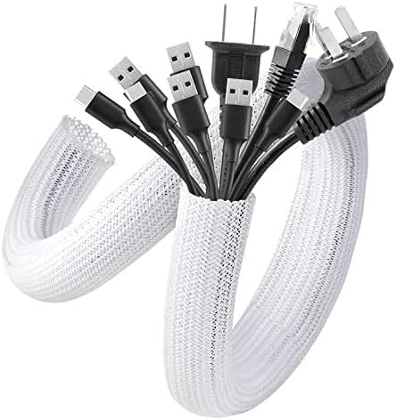 White Cable Tidy M Ft Agptek Cable Management Sleeve Diameter