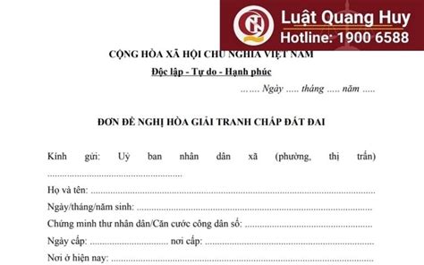 Mẫu đơn yêu cầu hòa giải tranh chấp đất đai Cập nhật 11 2024