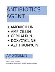 ANTIBIOTICS AGENT Docx ANTIBIOTICS AGENT AMOXICILLIN AMPICILLIN