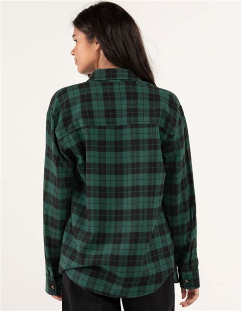 Rsq Womens Oversized Flannel Green Tillys