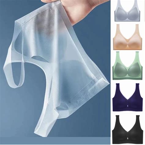 Suti Ultrafino Sem Costura Para Senhoras Lingerie De Seda Gelada Seios Grandes Mostram Pequenos