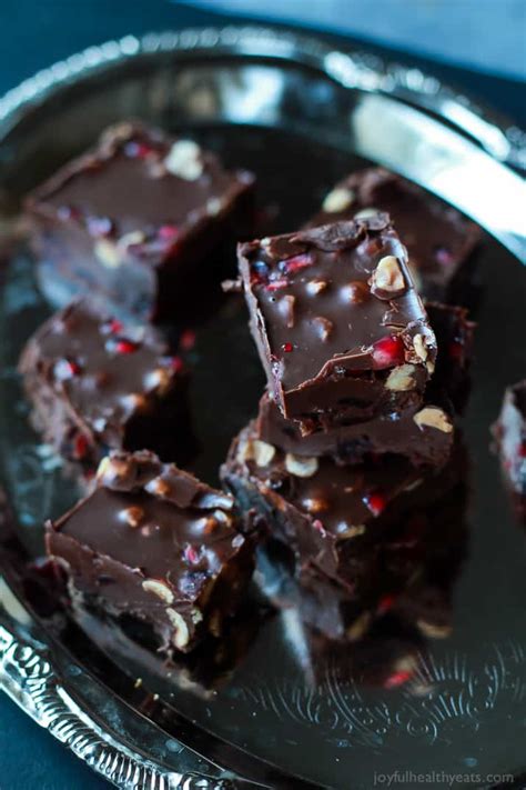 Skinny Dark Chocolate Pomegranate Hazelnut Fudge