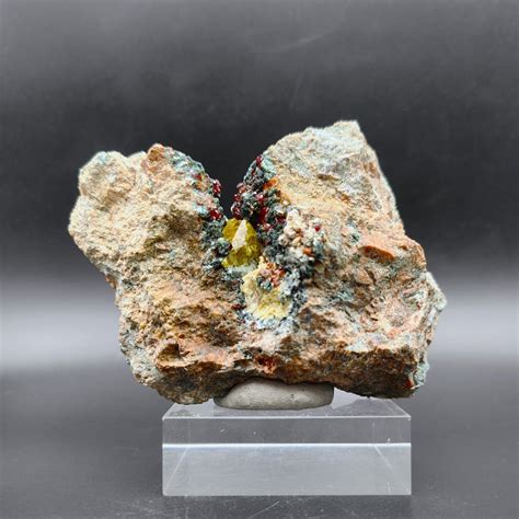 GRANATI HESSONITE Con EPIDOTO VERDE E CLINOCLORO Cristalli Su Matrice