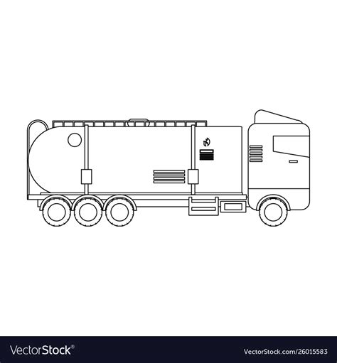 Truck With Fuel Tank Vehicle Isolated Sideview Vector Image