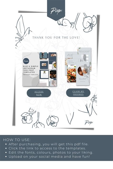 Blue Canva Instagram Template Simple Canva Template Etsy