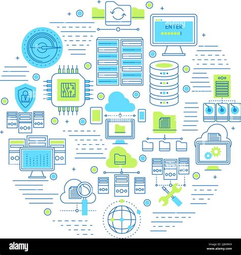 Datacenter Round Composition With Server Equipment And Security System