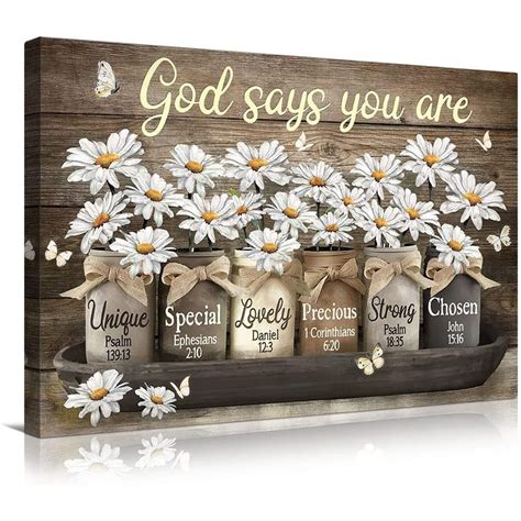 God Says You Are Wall Art Farmhouse Flowers Daisy Wall Decor