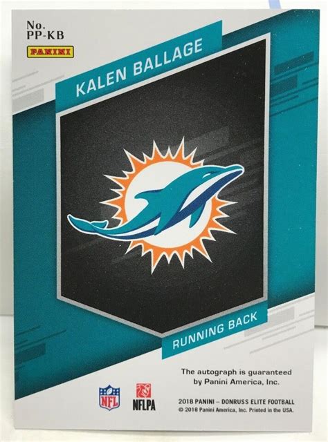 Kalen Ballage Panini Donruss Elite Fotl Pen Pals Gold Ink Auto Rc