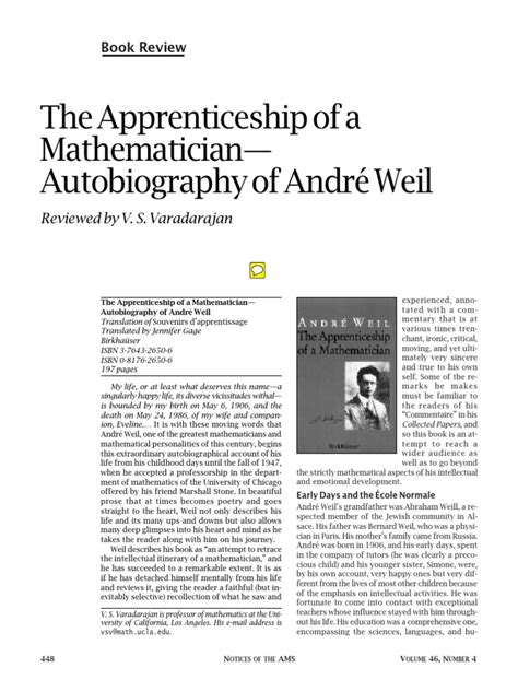 The Apprenticeship of A Mathematician - Autobiography of André Weil | PDF | Bhagavad Gita ...