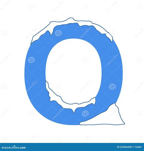 Icy Letter O With A Snow Cap Decorative Winter Font Stock Illustration