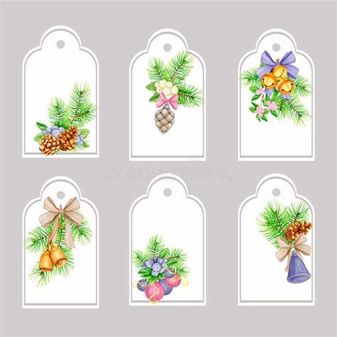 Set Of Christmas And New Year Gift Tags Stock Illustration