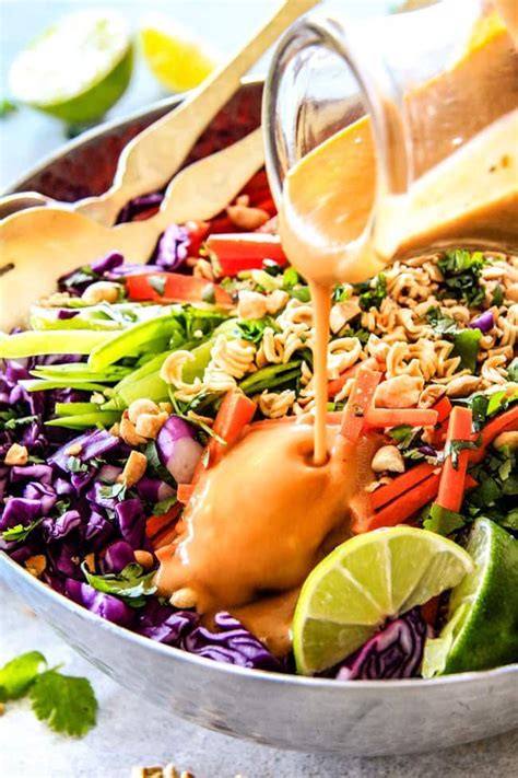 This Crunchy Asian Salad With Sriracha Peanut Dressing Is Crazy Good The Combination Of Texures