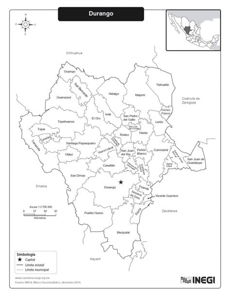 Mapa Del Estado De Durango Con Municipios Mapas Para Descargar E