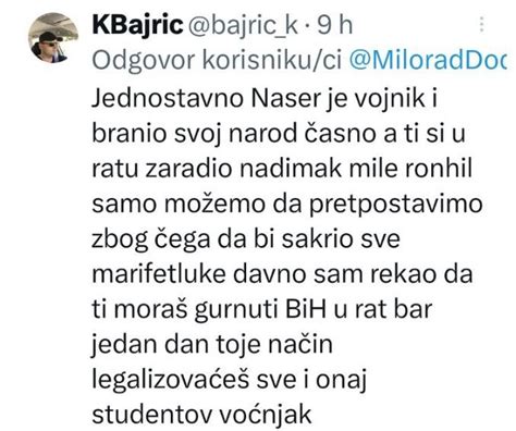 Ni U Se Reakcije Nakon Izjave Dodika Naser Ori Je U Ratu Asno