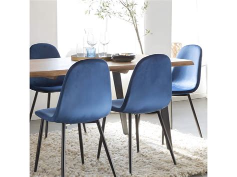 Chaise Scandinave En Velours Bleu Roi Copenhague Lot De 2