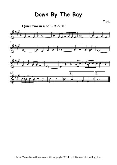 Down By The Bay Sheet Music For Violin