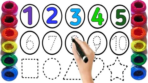 Easy Draw And Paint Numbers And Shapes Numbers Name Colors