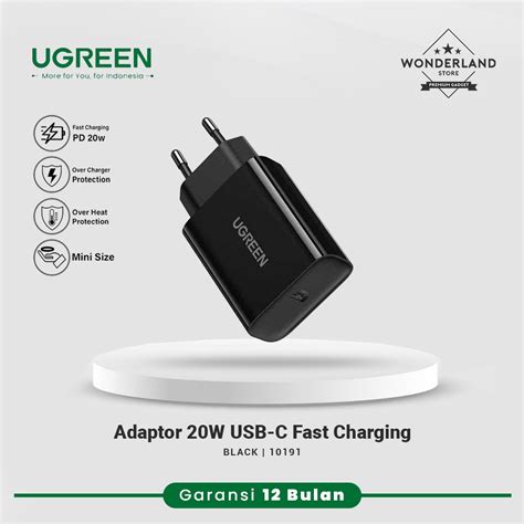 Jual Ugreen Wall Kepala Adaptor USB C 20W Fast Charger IPhone PD QC3 0