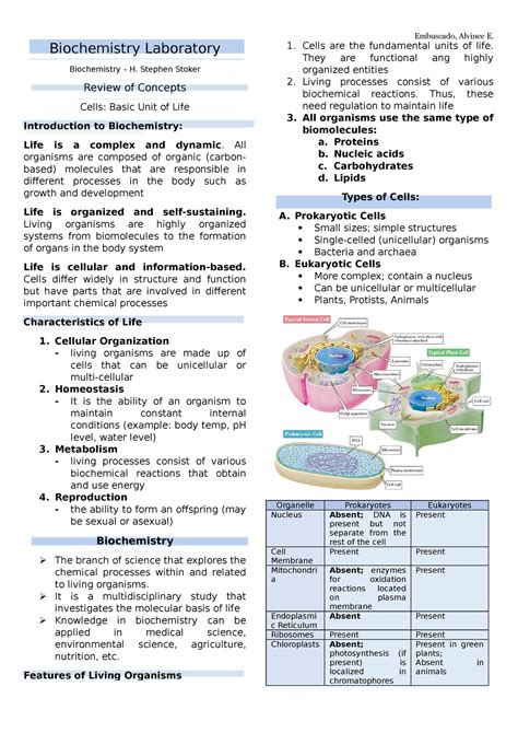 Review Module - Biochemistry Laboratory Biochemistry – H. Stephen ...