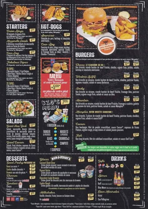 Memphis Menu Et Tarifs Actualis S France Carte Menu Prix