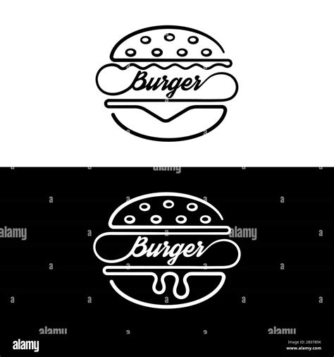 Set Of Badges Sandwichlogo Hamburgerlinear Stylesymbol Fast Food