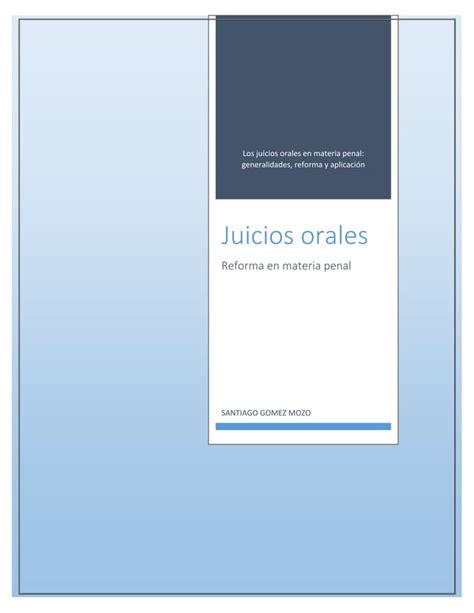 Juicios Orale En Materia Penal Pdf