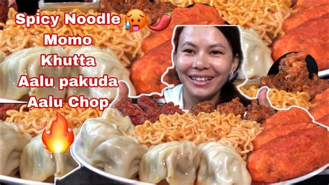 2x Spicy Current Noodles🥵🍝buff Momokhuttaaalu Pakudaaalu Chopwith