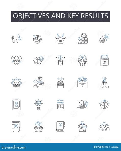 Objectives And Key Results Line Icons Collection. Targets, Goals, Aims