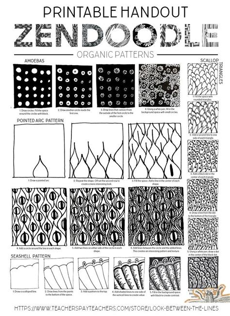 Zendoodle Printable Visual Art Worksheet How To Create Organic