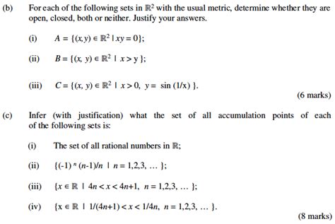 Solved For Each Of The Following Sets In R 2 With The Usual