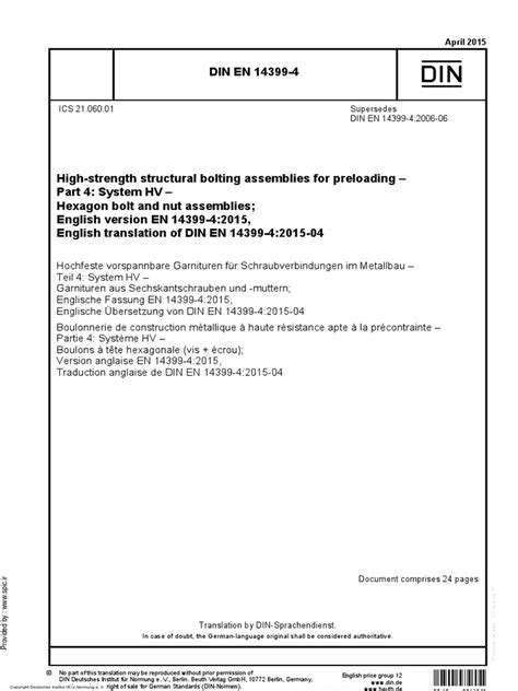 En 14399 4 Pdf Screw Nut Hardware