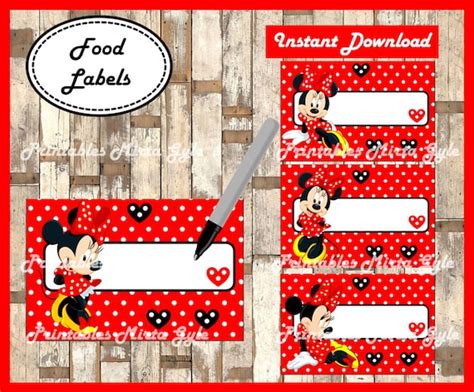 Minnie Mouse Food labels printable Minnie Mouse party food | Etsy