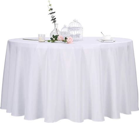 Ascoza 6pack 108 Inch White Round Tablecloth In Polyester Fabric For Weddingbanquet