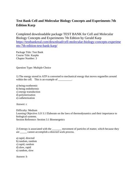 Pdf Test Bank Cell And Molecular Biology Concepts And · Pdf