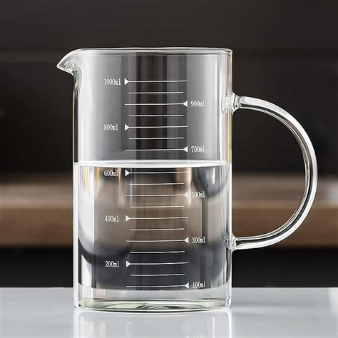 Glass Measuring Jug Picmmra 1l Clear Liquid Measuring Cup With V Shaped Spout Measuring Jugs