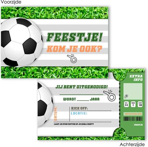 BCI030 8 Uitnodigingen Met Enveloppen Voetbal Uitnodiging