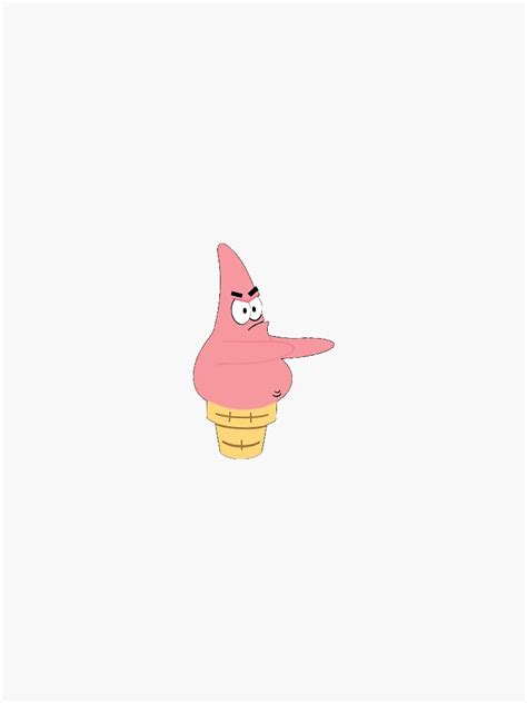 Patrick Star Ice Cream Cone Sticker By Ceorman Redbubble