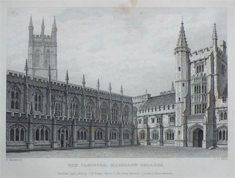 Antique Prints of Magdalen College Oxford