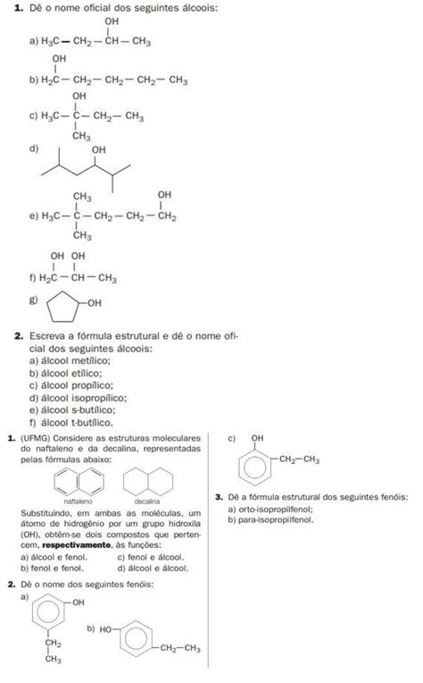 Nomenclatura Qu Mica Org Nica Exerc Cios Librain